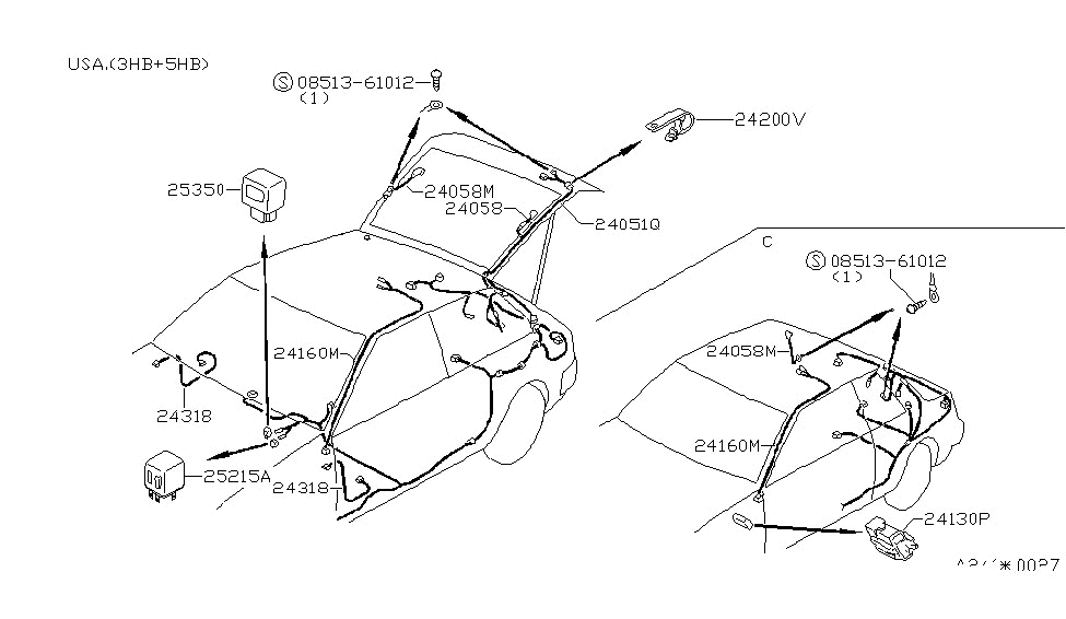 Nissan 24152-31M00 Harness Rear DEFROST 24152-31M00 Nissan Harness Rear DEFROST