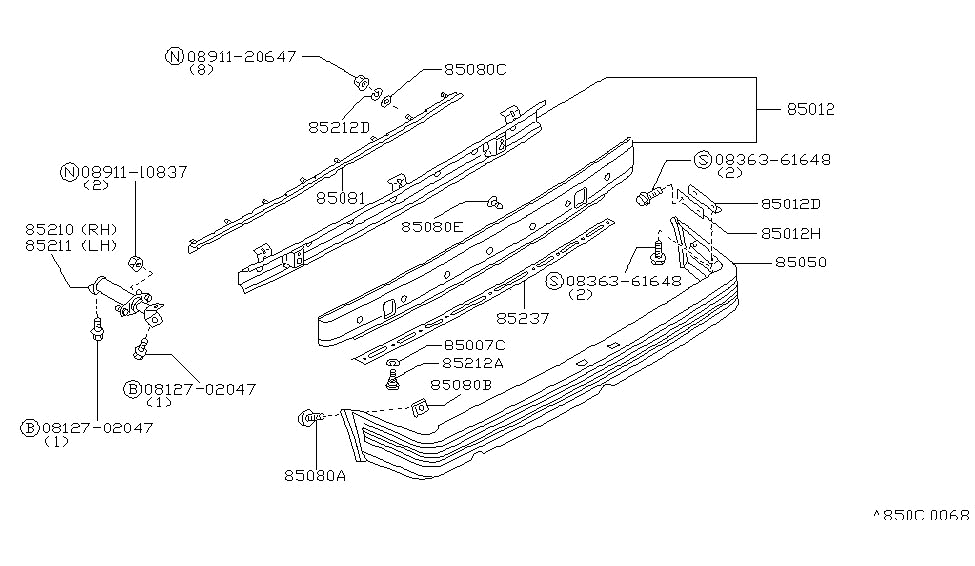 Nissan 85070-31M00 RETAINER Shield