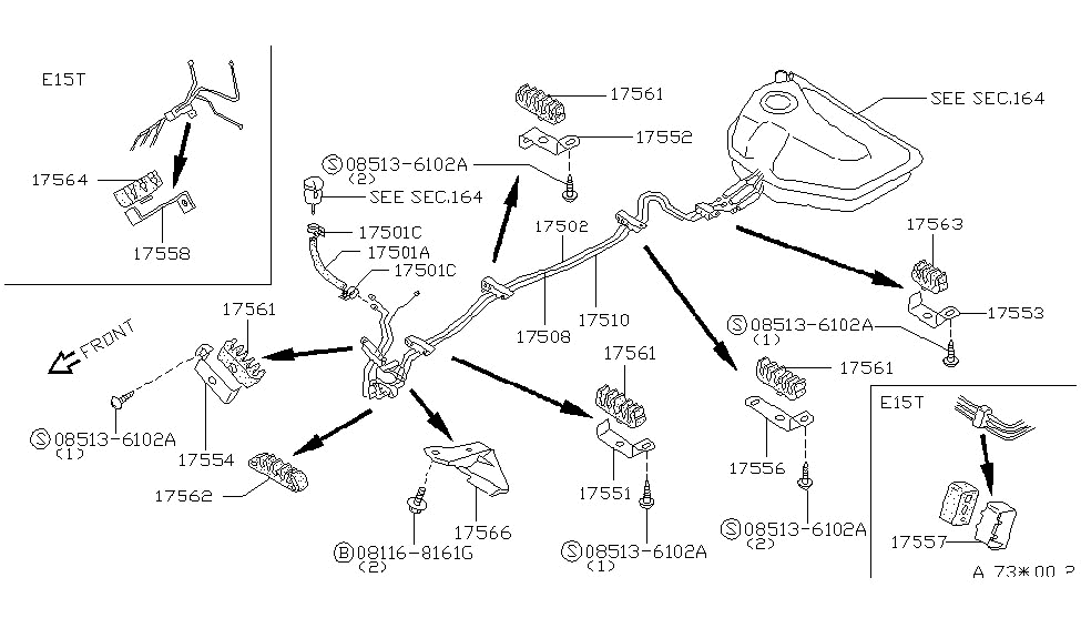 Nissan 17510-37M00 Fuel Tube Return