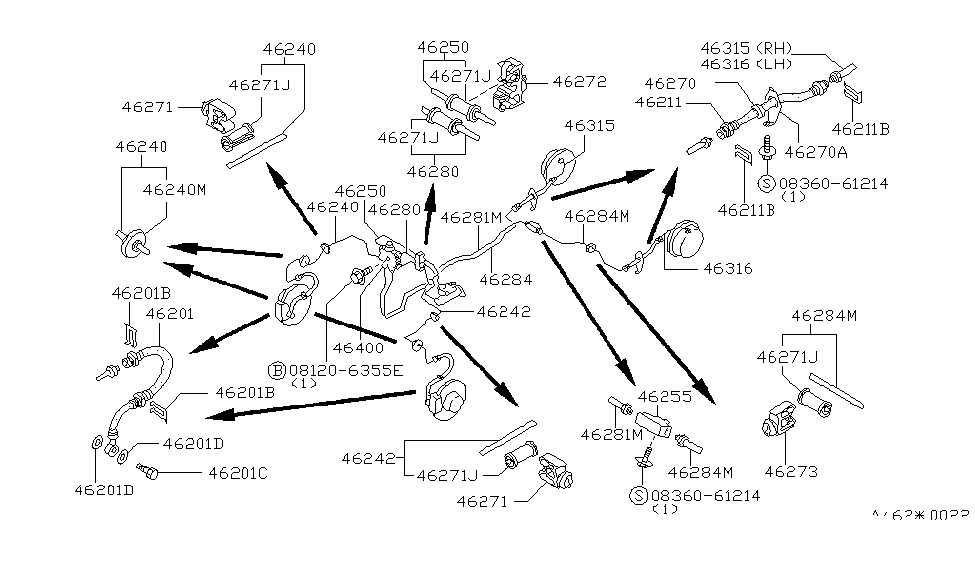 Nissan 46286-04A00 Tube Brake Rear