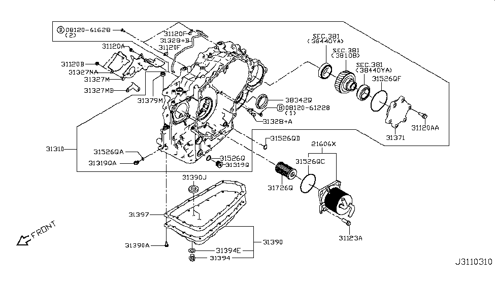 Nissan 31365-1XF04 Nut-Lock