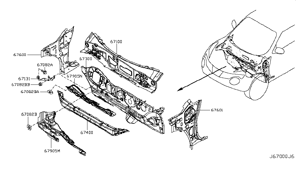 Nissan 67131-3YM5A Bracket-Insulator Mounting