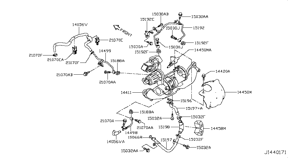 Nissan 14499-BV80A Tube Assy-Water Inlet,Turbocharger