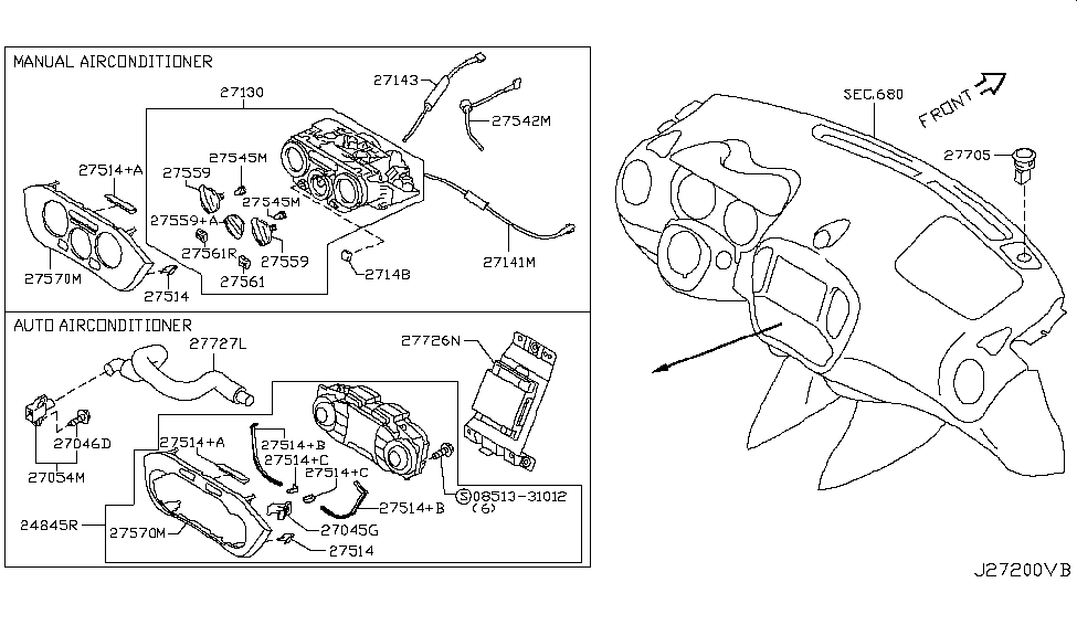 Nissan 27514-1KG0A Insulator-Controller,Air Conditioner