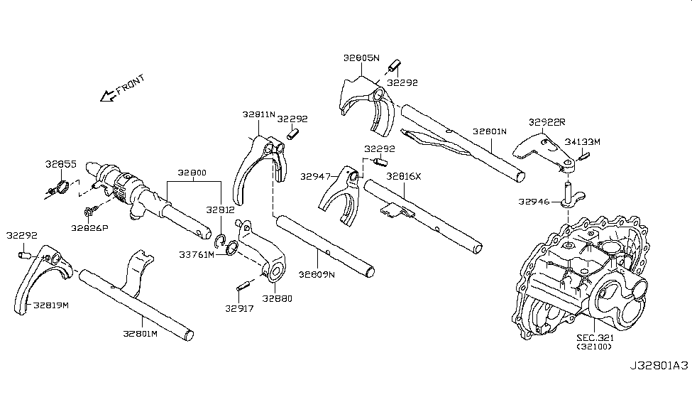 Nissan 32922-3YW0A Lever Shift Outer