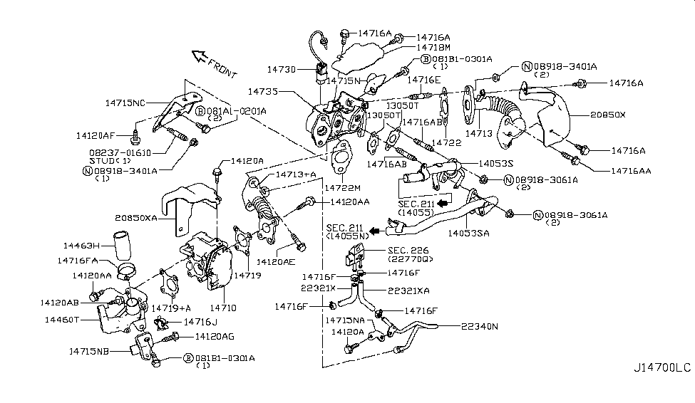 Nissan 14416-BV80B Stud