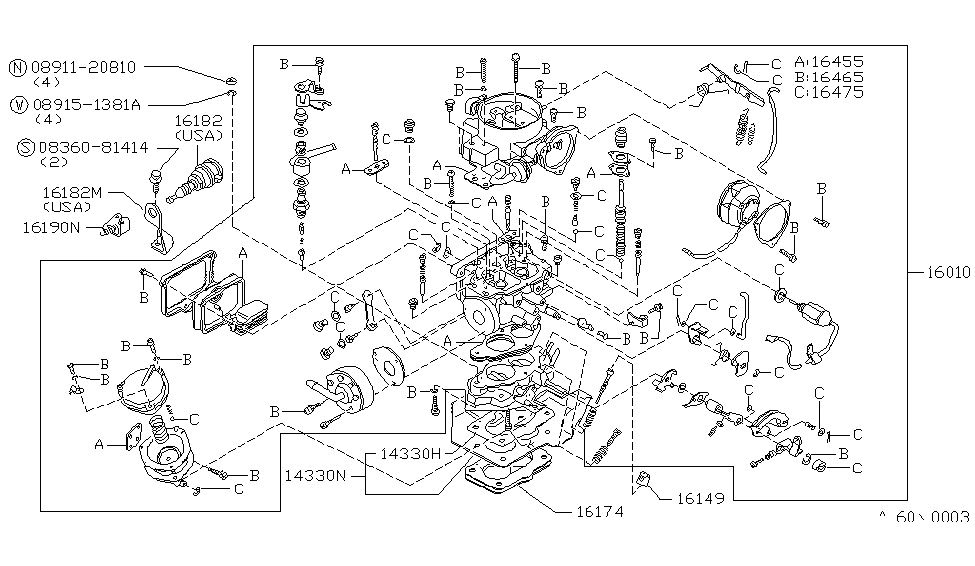 Nissan 16475-10W00 Screw&Wash Kt B