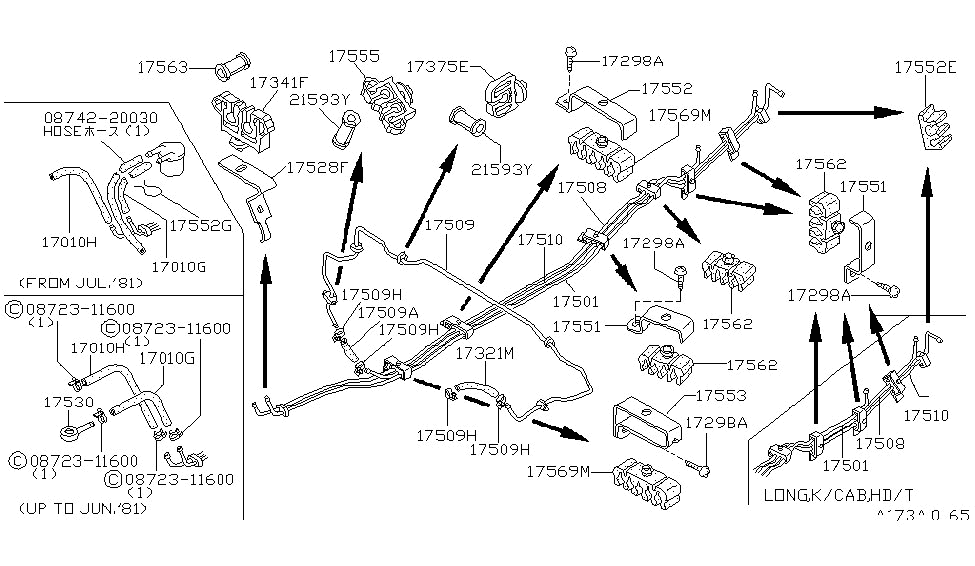 Nissan 17338-04W10 EVAPO Tube-LBED