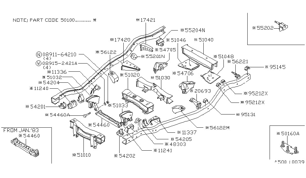 Nissan 11241-50W10 Bracket-Engine Support, Front Left