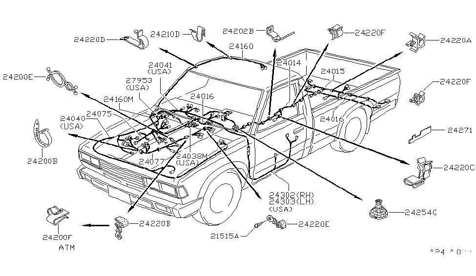 Nissan 24161-20W00 Harness Rm Lamp