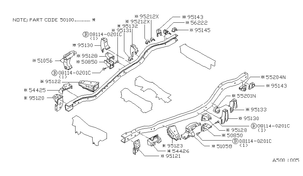 Nissan 54511-50W00 GUSSET Cross Member