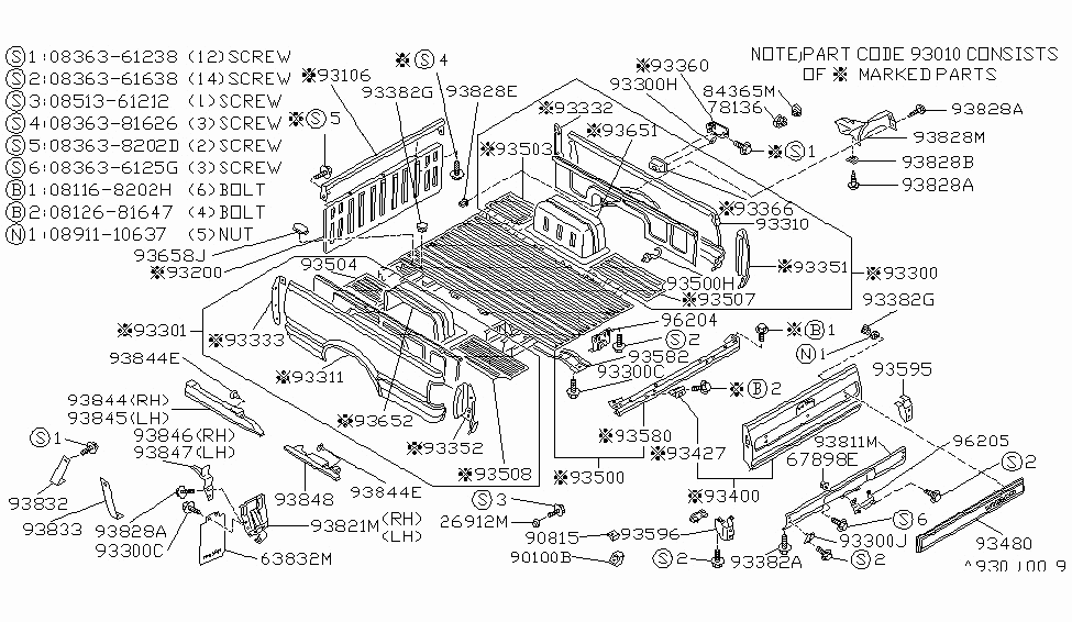 Nissan 93580-80W00 BOLSTER-Tail