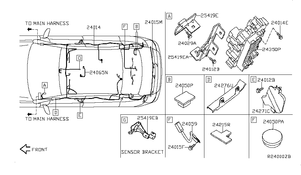 Nissan 24167-ZJ62A Harness-Sub