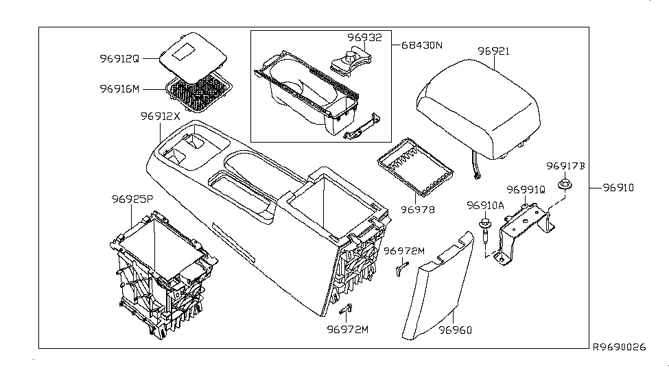 Nissan 96972-ET000 Mat-Console Front