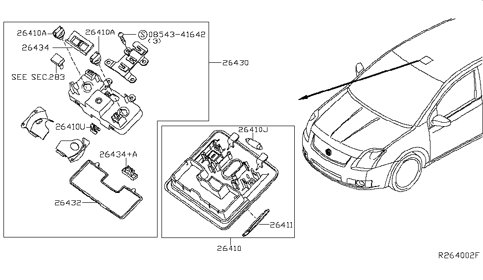 Nissan 26434-ET00C Housing Assembly-Map Lamp