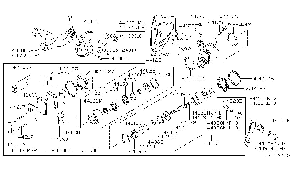 Nissan 44000-P9101 CALIPER, Rear RH