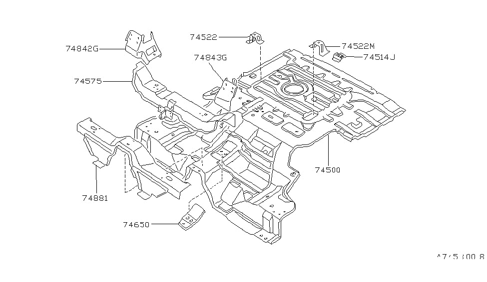 Nissan 74512-04P10 Floor-Rear