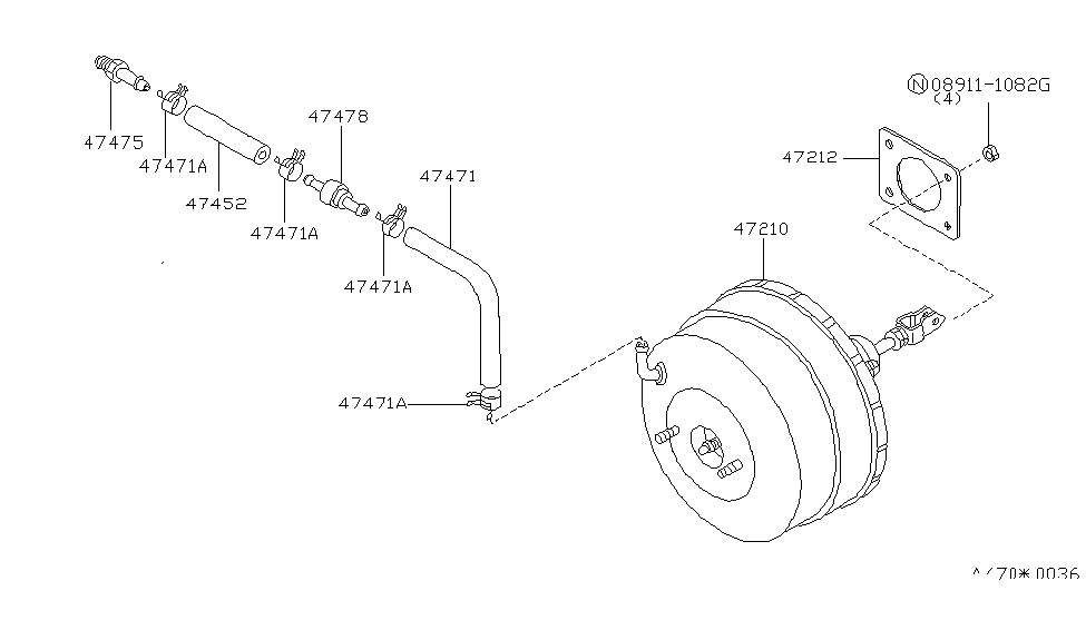 Nissan 47474-01P01 Hose-Vacuum