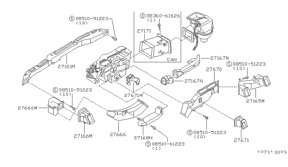 Nissan 27875-01P01 Duct-Side DEMISTER LH