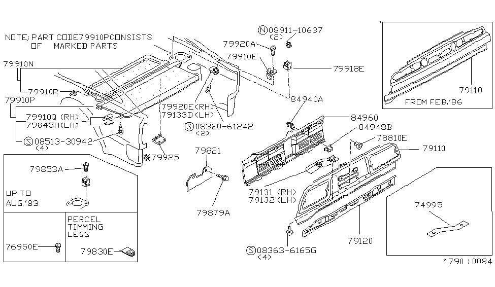Nissan 79947-04P00 Shaft-Parcel Shelf Front