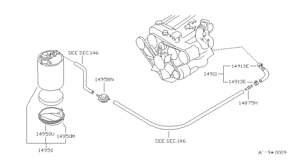 Nissan 14960-03P00 Valve-Shut Vapor