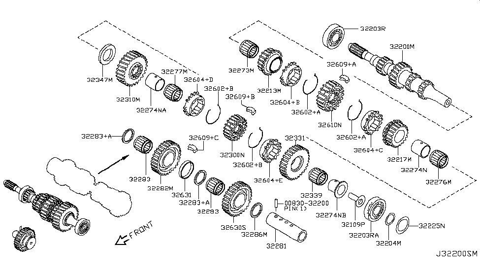 Nissan 32630-8H51B Set Hub & Coupling Reverse