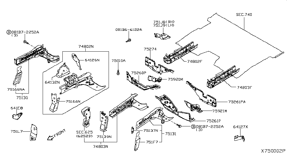 Nissan 081B6-6122A Bolt-Hex