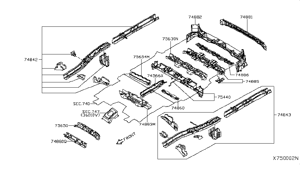 Nissan G5630-3LNMA Member-Cross Rear End, RH