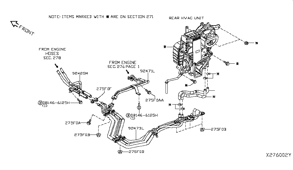 Nissan 92425-3LN0A Tube Assy-Rear Cooler & Rear Heater