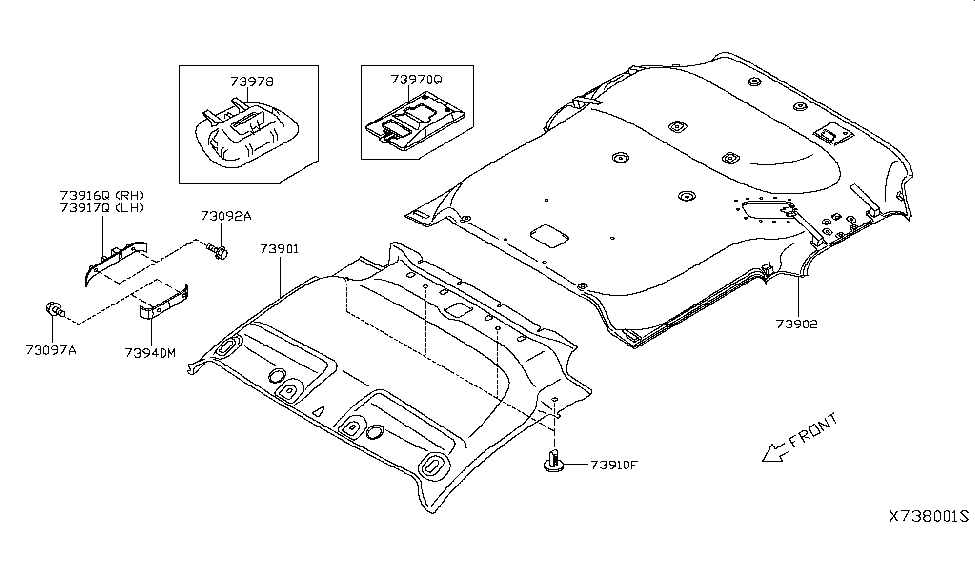 Nissan 739B0-3LN0A Module Assembly-Roof Trim