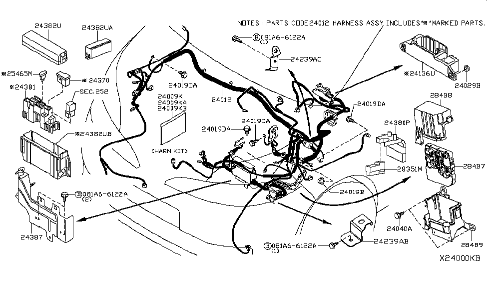 Nissan 24239-3LM4A Bracket-Engine Room Harness