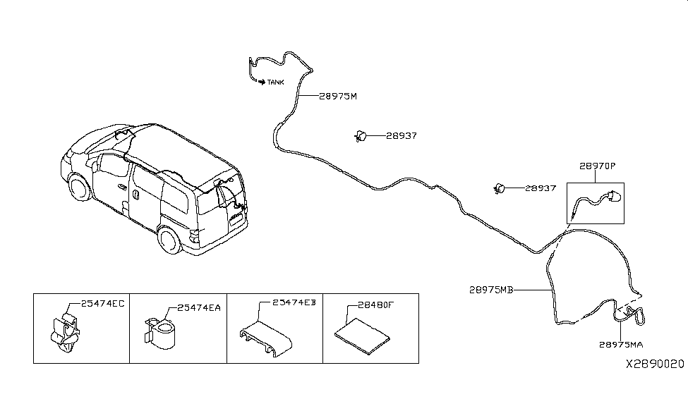 Nissan 28975-3LN2A Tube Assembly - Back Window Washer