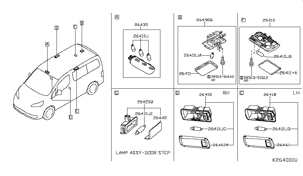 Nissan 26490-WA00B Room Lamp Assy-Luggage