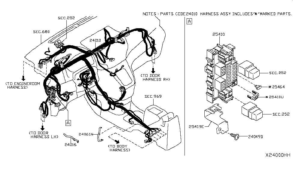 Nissan 24018-3LN0B Harness-Cabin