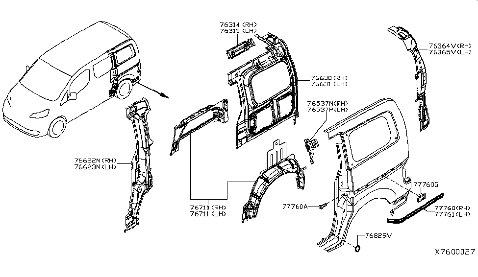 Nissan G6715-3LNMA Reinforce-Rear Pillar LH