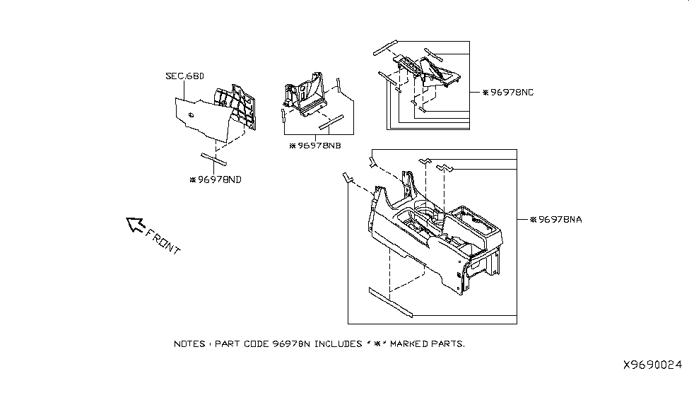 Nissan 969H8-9SF4A Insulator-Console