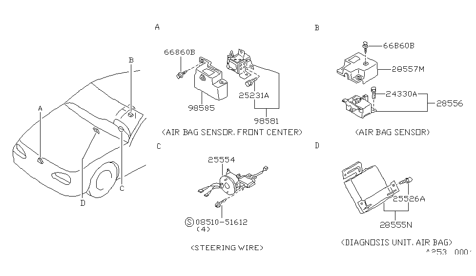 Nissan B8556-68Y00 Sensor-Air Bag