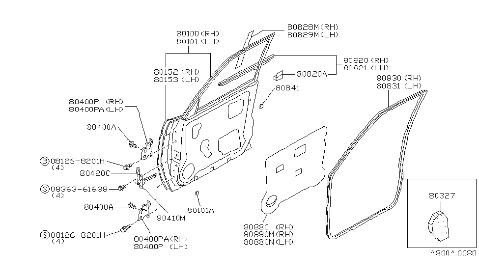 Nissan 80828-50Y00 Seal-Front Door Parting,RH