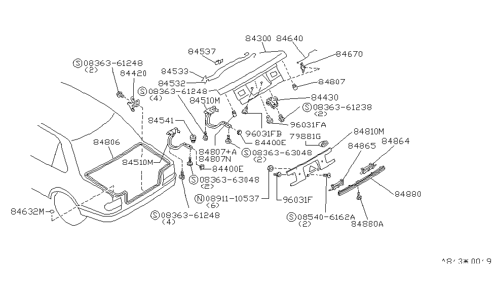 Nissan 84860-50Y00 Moulding Assy-Trunk Lid