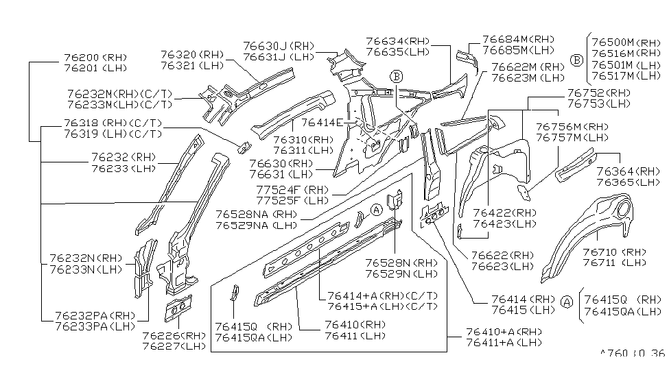 Nissan 76410-66Y30 SILL-Outer,RH