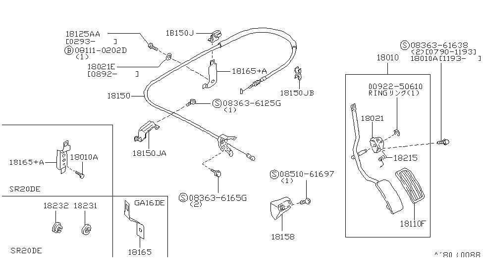 Nissan 18232-80E00 DAMPER Assembly-Accelerator Wire