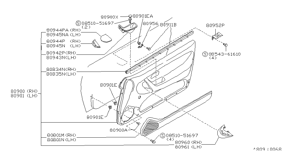 Nissan 80945-61Y23 Cap-Assist Grip,LH