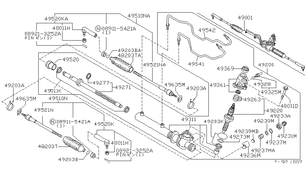 Nissan 49361-53Y00 Housing Assy-Rear