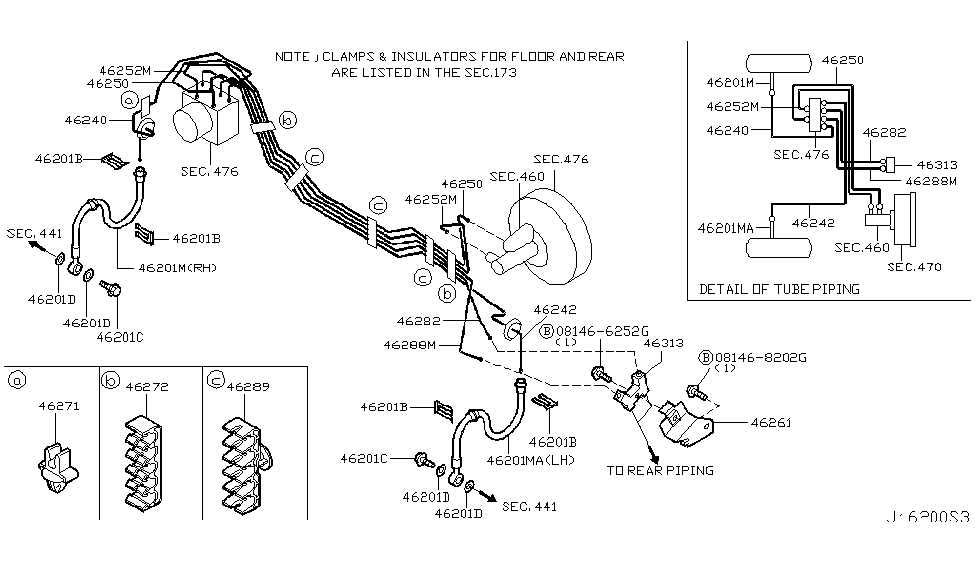 Nissan 46283-CA000 Tube Assembly-Brake,Rear L