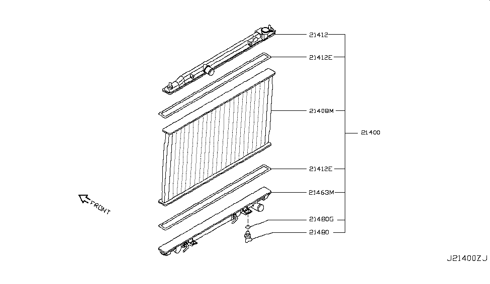 Nissan 21463-CA000 Tank-Radiator R,W/OIL Cooler