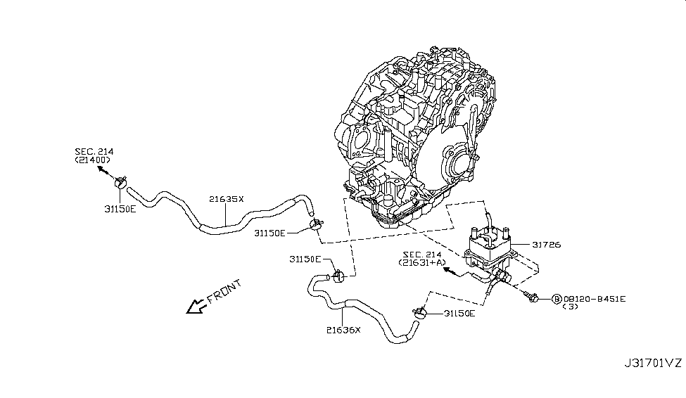 Nissan 21635-1XD00 Hose - Auto Transmission Oil Cooler