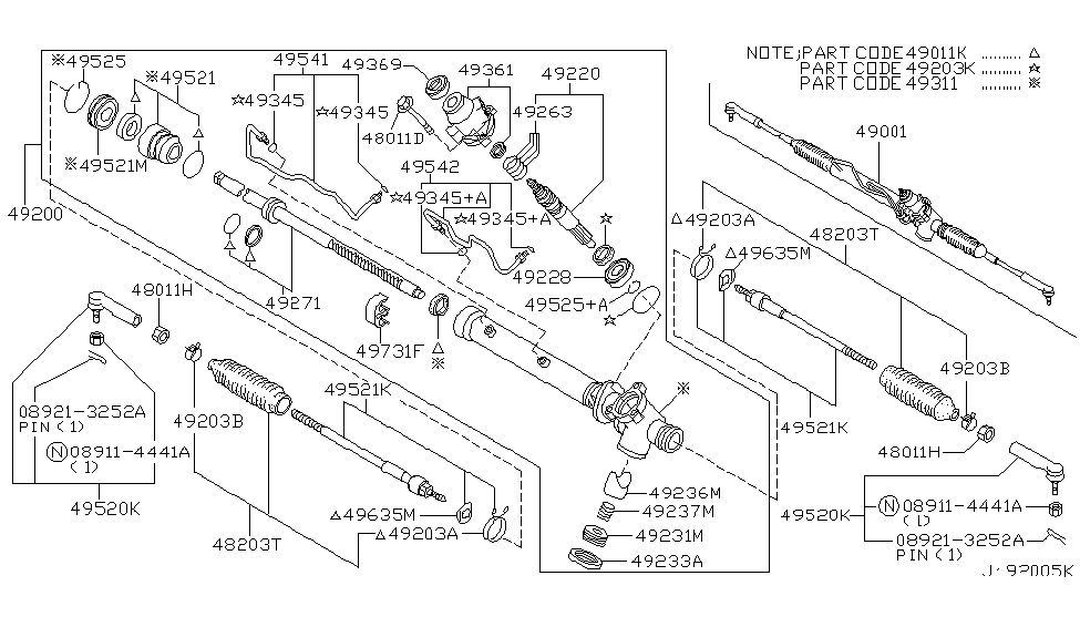 Nissan 49311-0W011 Housing & Cylinder Assy-Power Steering