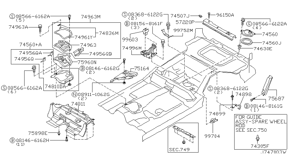 Nissan 74956-0W060 Spacer-Floor Side