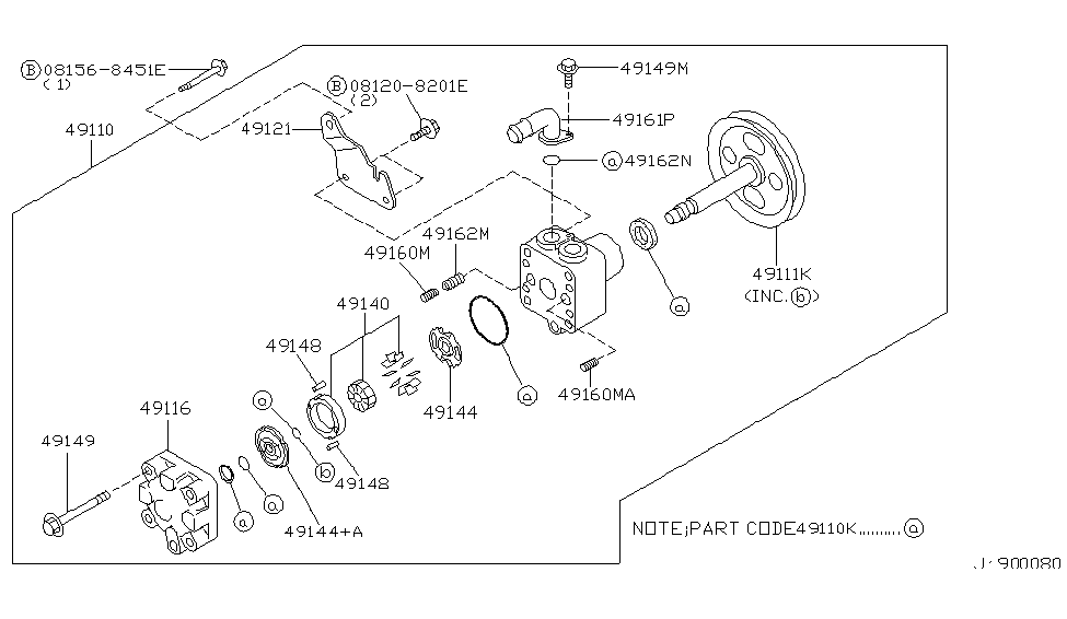 Nissan 49144-6C910 Plate-Side,Power Steering Pump