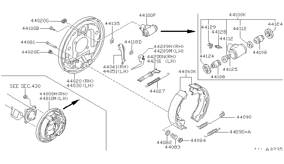 Nissan 44000-1W610 Brake Assy-Drum,Rear RH